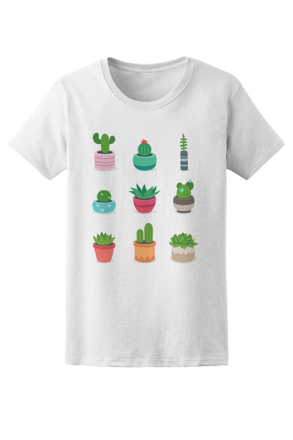 Cute Succulents Cacctus Plants T-Shirt Women -Image by Shutterstock, Female x-Large