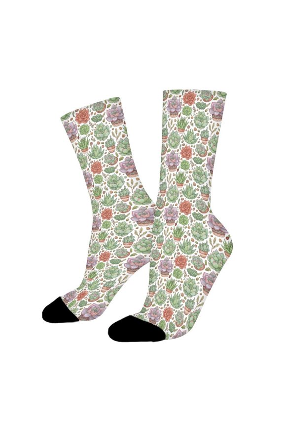 Cute Succulents Funny Novelty Crew Socks for Women Men Sports