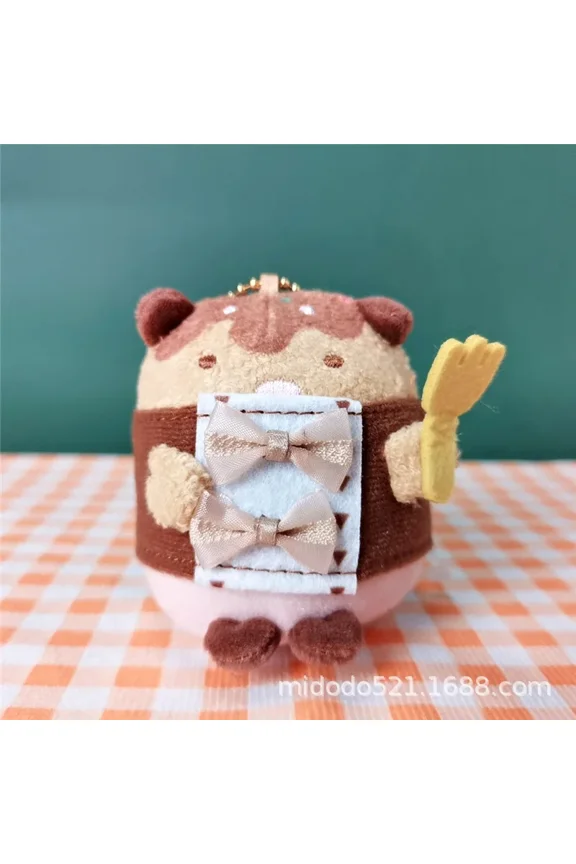 Cute Sumikko Gurashi Plush Keychain Cafe Series 6-11cm Hot Dog Key Chain Women Kawaii Bag Keychains Kids Toys for Girls Small Gi