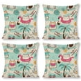thumbnail image 1 of Cute Summer Cat Linen Throw Pillow Covers Decorative Pillow Cases 18x18 inch Cushion Case Set of 4 Couch Pillows Cover for Sofa Bedroom Living Room Car, 1 of 8