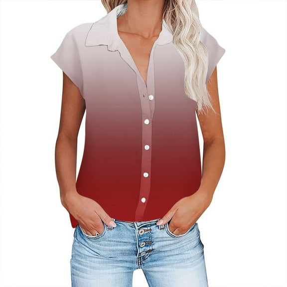 Cute Summer Crop Tops for Women Button Down Shirts for Women Soft Short Sleeve Button Up Shirts for Women Print