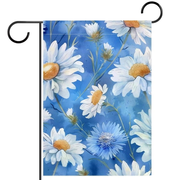Cute Summer Daisies Flowers on Blue Background Double Sided Garden Flag Decorative Weather Resistant Yard Flag, Large DIY Vertical Flag for Farmhouse Patio Lawn, 28x40 Inch