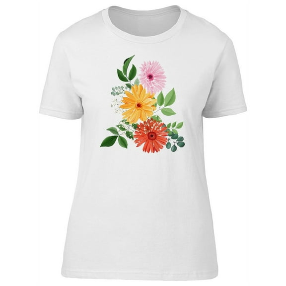 Cute Summer Flowers, Colorful T-Shirt Women -Image by Shutterstock, Female Small