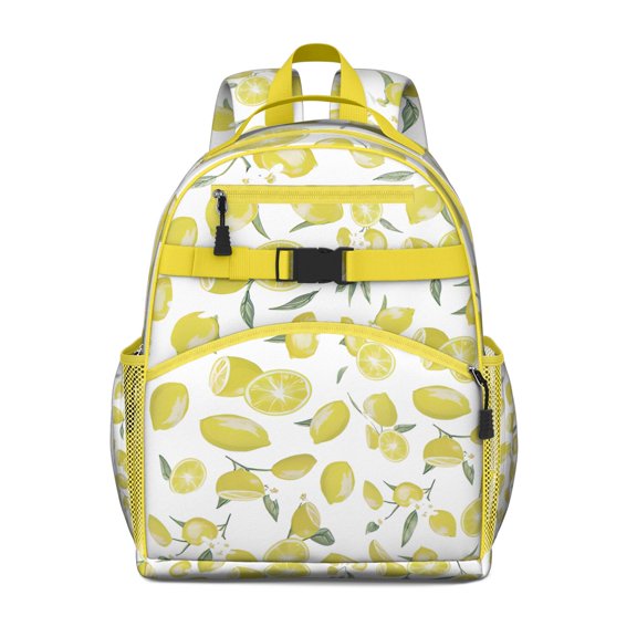Cute Summer Lemon Backpack for Preschoolers Bright Yellow Citrus Pattern Lightweight and Durable Toddler Bag with Adjustable Straps
