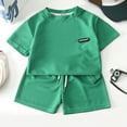 thumbnail image 1 of Cute Summer Outfits Green Pullover Short Sleeve Tops Shorts Girl 2 Piece Outfits 5-6 Years Girl Outfits Summer&nbsp;Clothing, 1 of 7