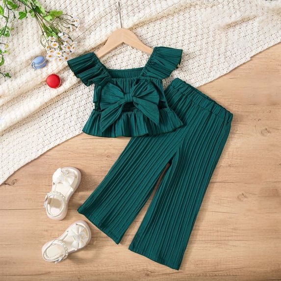 Cute Summer Outfits Ruffles Casual T-Shirt Tops + Pants Pants 2 Piece Outfits Girls Girls Clothes Size 2-3 Years