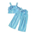 thumbnail image 1 of Cute Summer Outfits for Girls 10-12 Years Old Girl Set, Children's Summer Striped Sling Comfortable Round-Neck Tank Top and Long Pants Sets for Kids, 1 of 6
