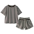 thumbnail image 1 of Cute Summer Outfits for Teen Girls Girls Size 5, Boys In Summer Fashionable and Personalized Striped Short Sleeve and Shorts Two Piece Set, 1 of 9