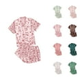 thumbnail image 1 of Cute Summer Pajama Set – Women’s Cotton Shorts Women's Casual Printed Pyjama Set Silk Satin Short Sleeve Button Down Top And Shorts Set, 1 of 4