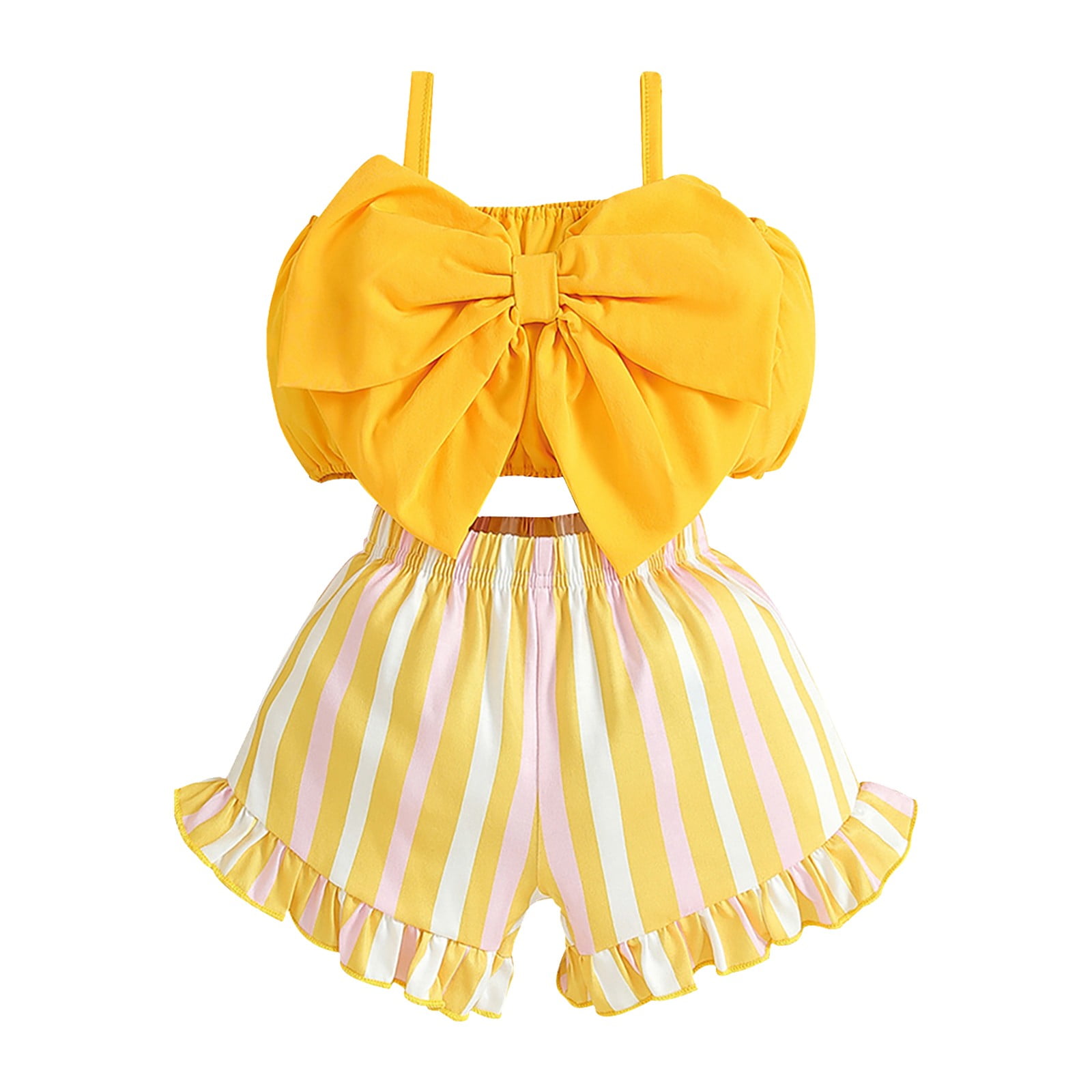 YDOJG Cute Summer Toddler Girls Outfits Set Girl Baby Chest Bow Suit ...