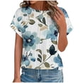 thumbnail image 1 of Cute Summer Tops For Teens 2026 Trendy Womens Tops Dressy Casual Short Sleeve Blue Business Casual Blouses Comfy T Shirts For Women Loose Fit Graphic, 1 of 6