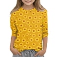 thumbnail image 1 of Cute Summer Tops for Girls Size 6-7 Soft Casual 3/4 Sleeve Crew Neck Girls Shirts Funny Daisy Printed Tees Girls Clothes Blouse T-Shirt Yellow 3-4 Years, 1 of 5