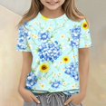 thumbnail image 1 of Cute Summer Tops for Girls Size 7-8 Casual Short Sleeve Crew Neck Girls Shirts Funny Daisy Graphic T-Shirts Girls Clothes Blouse T-Shirt Blue 12-13 Years, 1 of 6