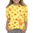 thumbnail image 1 of Cute Summer Tops for Kids Girls Size 10-12 Casual 3/4 Sleeve Crew Neck Girls Shirts Basic Daisy Printed T-Shirts Girls Fashion Tunic Tops Yellow 7-8 Years, 1 of 5