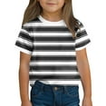thumbnail image 1 of T-Shirts Size 3-14 Years for Children Boys and Girls Short Sleeve Crew Neck Striped Summer Saving Clerance Kids' Sports Breathable Tops Black, 1 of 8
