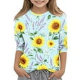 thumbnail image 1 of Cute Summer Tops for Girls Size 10-12 Casual 3/4 Sleeve Crew Neck Girls Shirts Funny Daisy Printed T-Shirts Girls Fashion Tunic Tops Blue 11-12 Years, 1 of 5