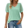 thumbnail image 1 of Cute Summer Tops for Women 2024 Trendy for Work Knit Tops Short Sleeve Women Blouses Casual Tops Fashion Blouses Women, 1 of 8
