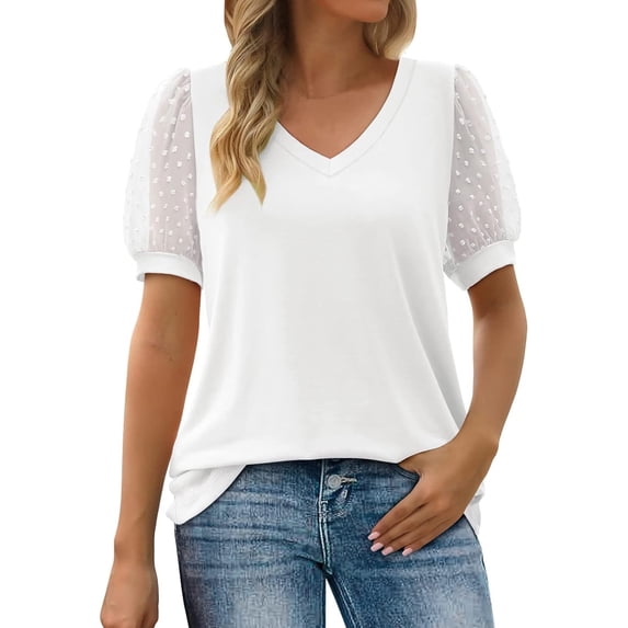 Cute Summer Tops for Women 2024 Trendy for Work Knit Tops Short Sleeve Women Blouses Casual Tops Fashion Blouses Women