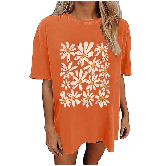 Cute Summer Tops for Women Trendy Tshirts Shirts Graphic Vintage Plus Size Hide Belly Tunic 2025 Summer