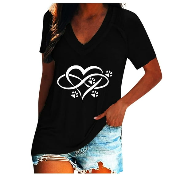 Cute Summer Tops for Women V Neck Dressy Casual Loose T Shirts Tops Short Sleeve Lightweight Comfy Tunic Tee Blouses