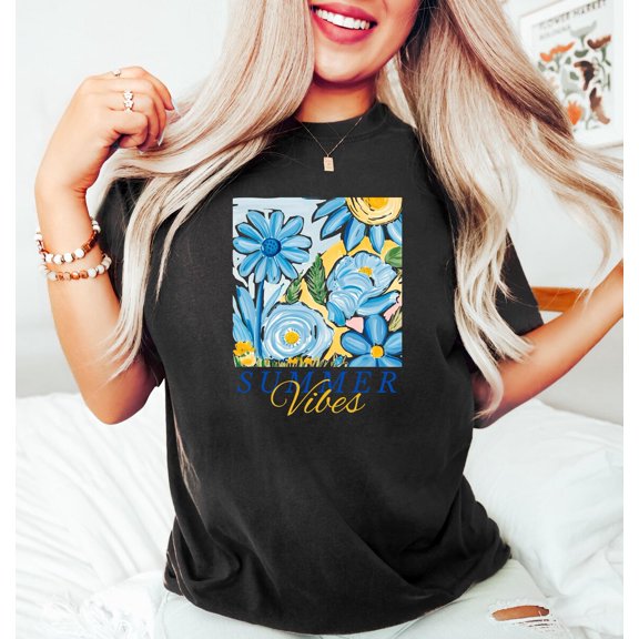 Cute Summer Vibes T-Shirt, Colorful Summer Shirt, Popular Summer Women Tee, Women Beach Tee, Summer Vacation Tee, Cute Women Summer Tshirt All Size S-5XL