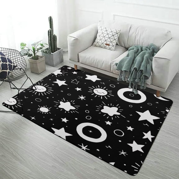 Cute Sun And Stars Pattern Carpet Style Living Room Bedroom Rug Soft Carpet Modern 3d Entry Door Mats Household