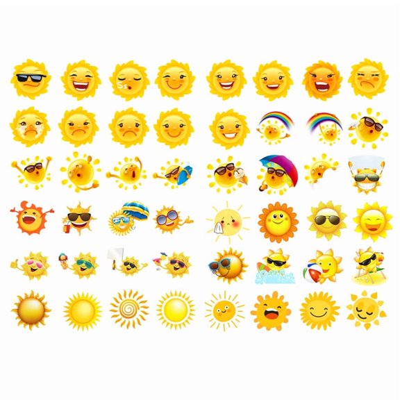 Cute Sun Emoticon Aesthetic Diary Travel Journal Paper Stickers Scrapbooking Stationery School Office Art Supplies