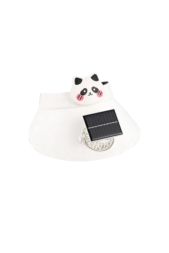 Cute Sun Visor Hat with Built-In Solar-Powered Fan, Wide Brim Sun Protection, Adjustable Fit, Breathable Lightweight Material for Outdoor Activities