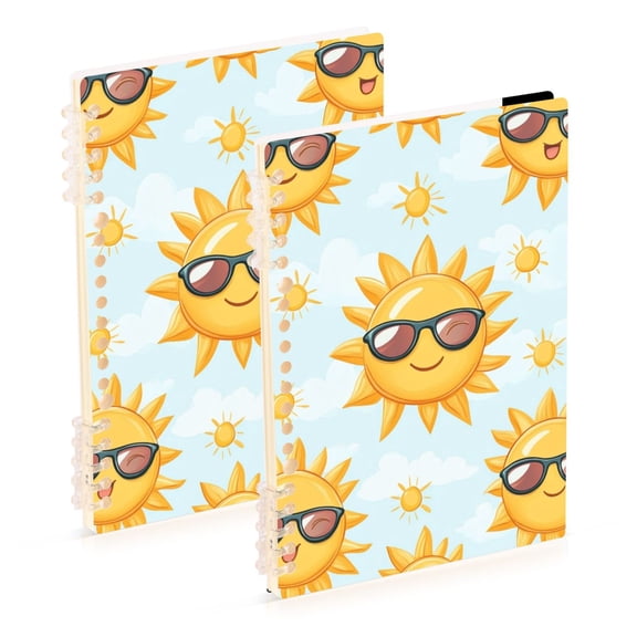 Cute Sun with Sunglasses Notebook Detachable Coil Notebook Diary Plan Book A5 Size 60 Pages 1 Pack