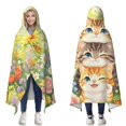 thumbnail image 1 of Cute Sunflower Cat Wearable Blanket Hoodies for Women Men Adults Cat Lovers Warm Cozy Beautiful Floral Cats Hooded Blankets for Couch Bed Decor Birthday Gifts 60x80 Inch, 1 of 5