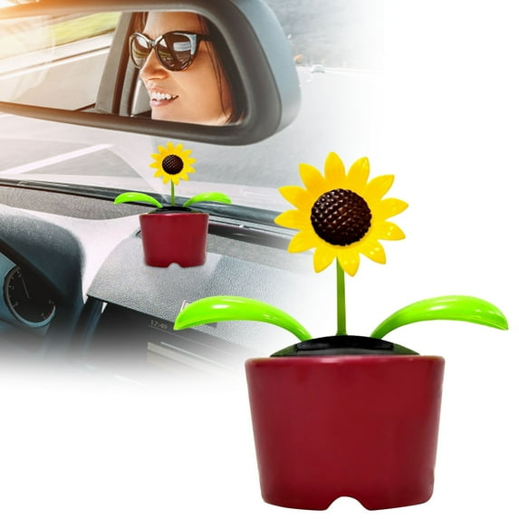 Cute Sunflower Dancing Flowers Swinging Sunflower Insect Flip Flap Flowers Eco-Friendly Solar Power Bobblehead Dancing Flowers for Car Home Decoration Car Auto Interior Accessories Ornament