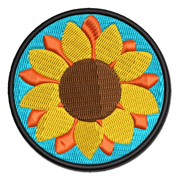 Cute Sunflower Doodle Applique Multi-Color Embroidered Iron-On Patch - 2.0 Inch Mini