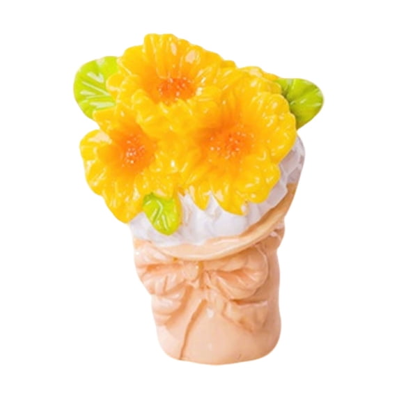 Cute Sunflower Figurines, Kawaii Resin Decorations for DIY Dollhouse Miniatures, Terrarium, Cute Desk Decor, Assorted Styles (Painter Cat, Bouquet, Easel)