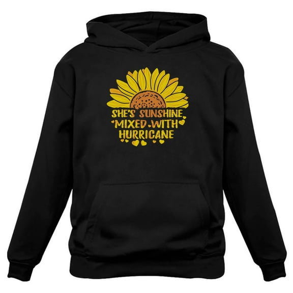 Cute Sunflower Graphic Sweatshirt Casual Top Girls Women Hoodie XX-Large Black