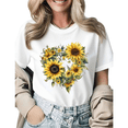thumbnail image 1 of Cute Sunflower Heart Botanical Graphic Tees Womans T-shirt Shirts Black White S-5XL Tops, 1 of 4