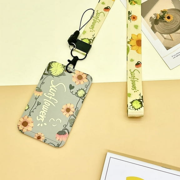 Cute Sunflower ID Badge Holder with Detachable Lanyard, ID Holder ID Clip Name Badge Keychain, Nurse Teacher Offfice Gifts