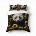 thumbnail image 1 of Cute Sunflower Panda Bear Bedding Set 3 Pcs Soft Microfiber Quilt Cover For Bedroom Decor, Comforter Cover With 2 Pillowcase, 1 of 5
