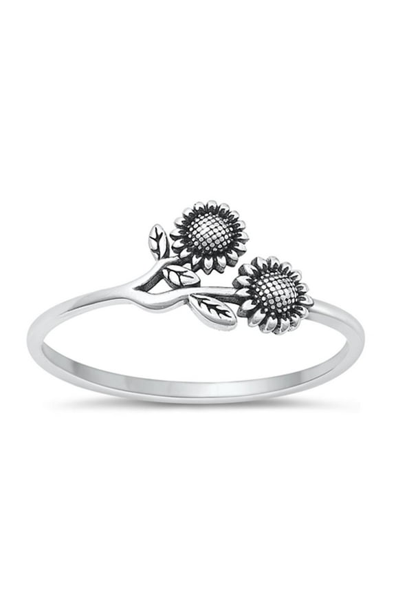 Cute Sunflower Ring .925 Sterling Silver High Polished Band Jewelry Female Male Unisex Size 9