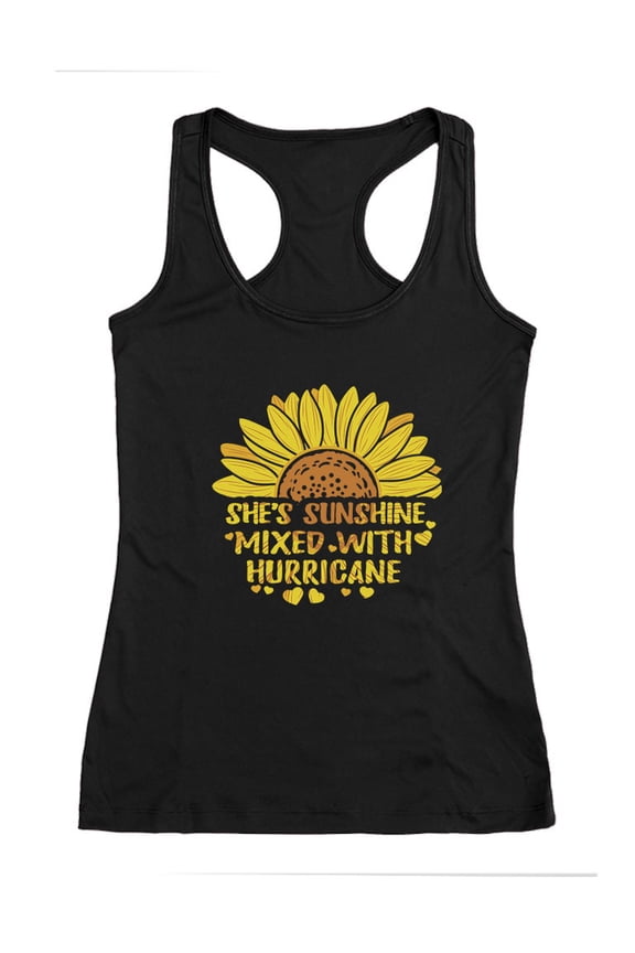 Cute Sunflower Tank Tops for Women Summer Casual Racerback Tops for Girls She's Sunshine Large