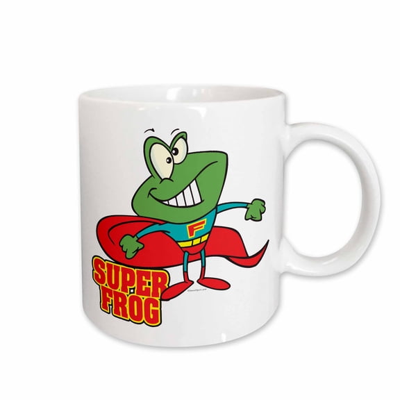 3drose, Cute Super Frog Superhero Cartoon, 11oz Mug