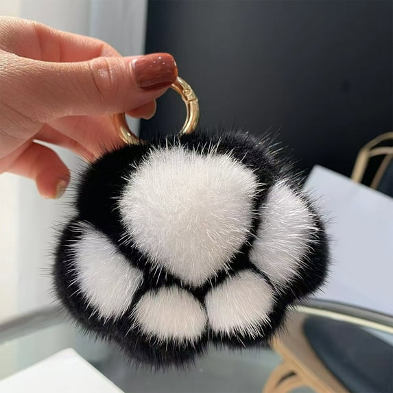 Cute Super Soft Plush Cat Paw keychain Fluffy Warm Comfortable Kitty Hand Key Chain Ring Holder Bag Purse Pendant
