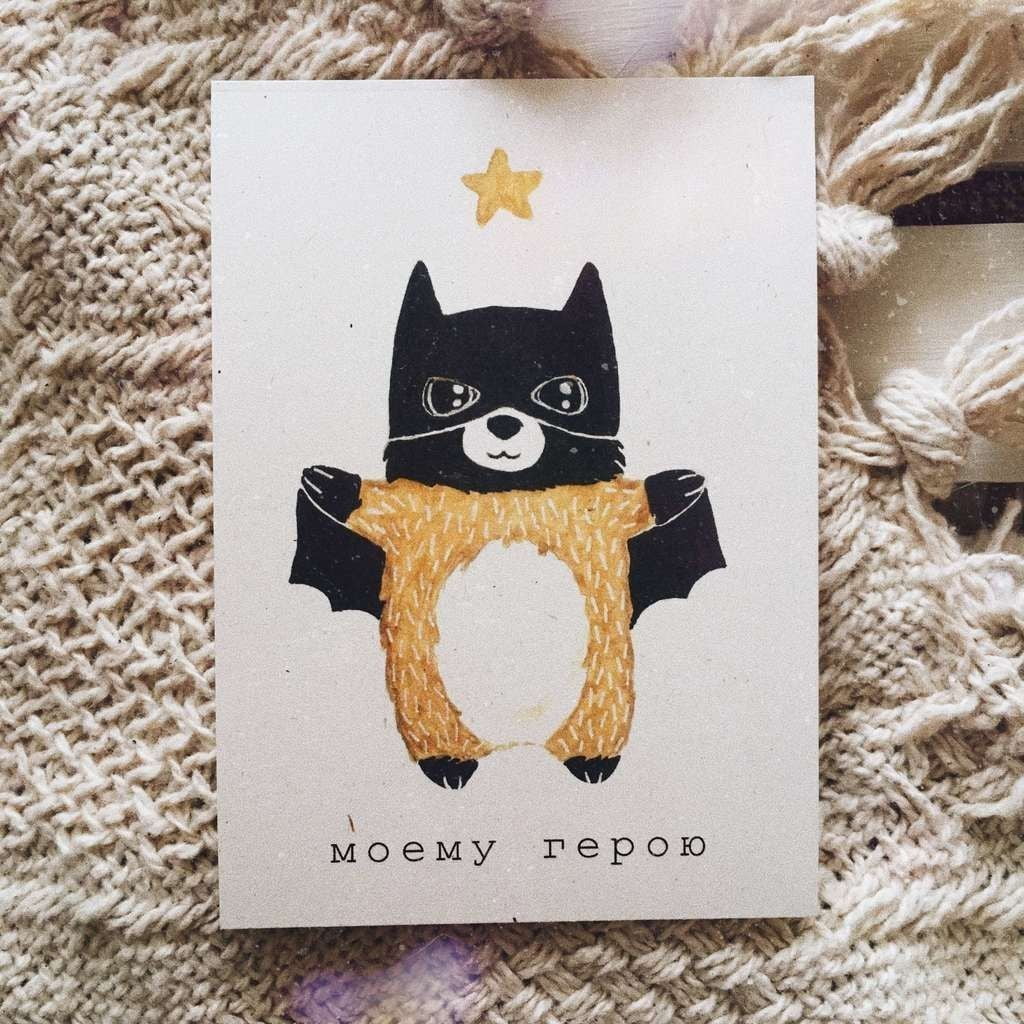 Cute Superhero Cat Greeting Card Featuring Adorable Bear Costume Design Blank Inside, Envelope Included Perfect for All Occasions