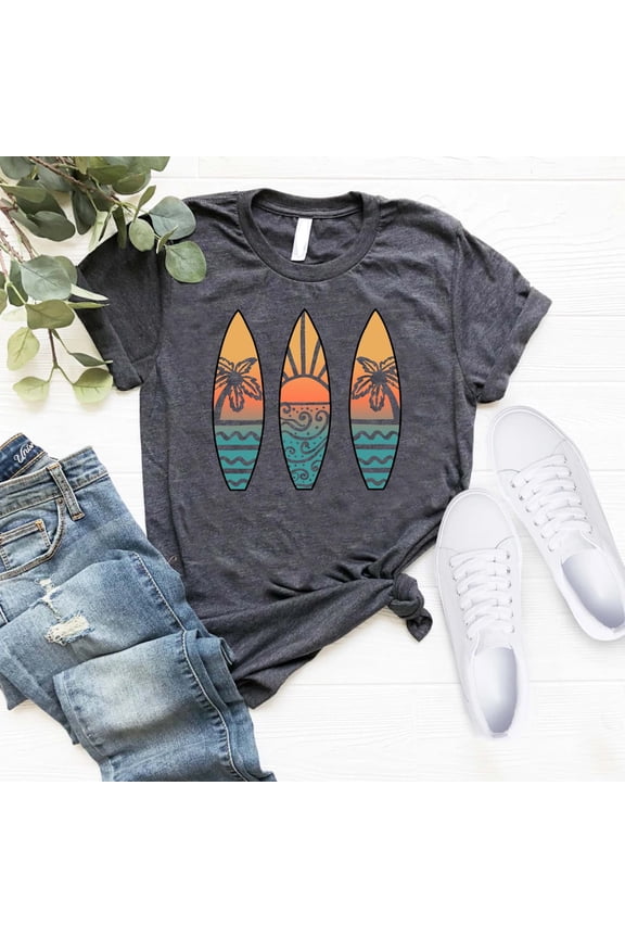 Cute Surfboard Shirt,Surfer Gift,Hello Summer Tee,Surfing Shirt,Beach Vacation Shirt,Sunshine Lover Shirt,Surf Birthday Tee,Surfer Girl Tshirt All Size S-5XL