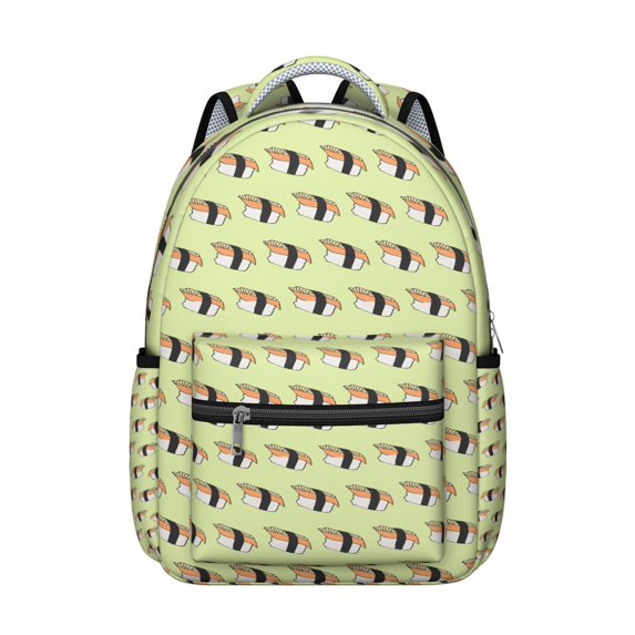 Cute Sushi Art Backpack - Lightweight & Sturdy School Bag for High School & University, Multiple Compartments, Fun Gift for Friends