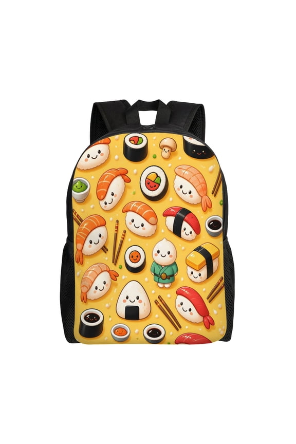 Cute Sushi Backpack Full Front Print Travel Laptop Bag for Men and Women