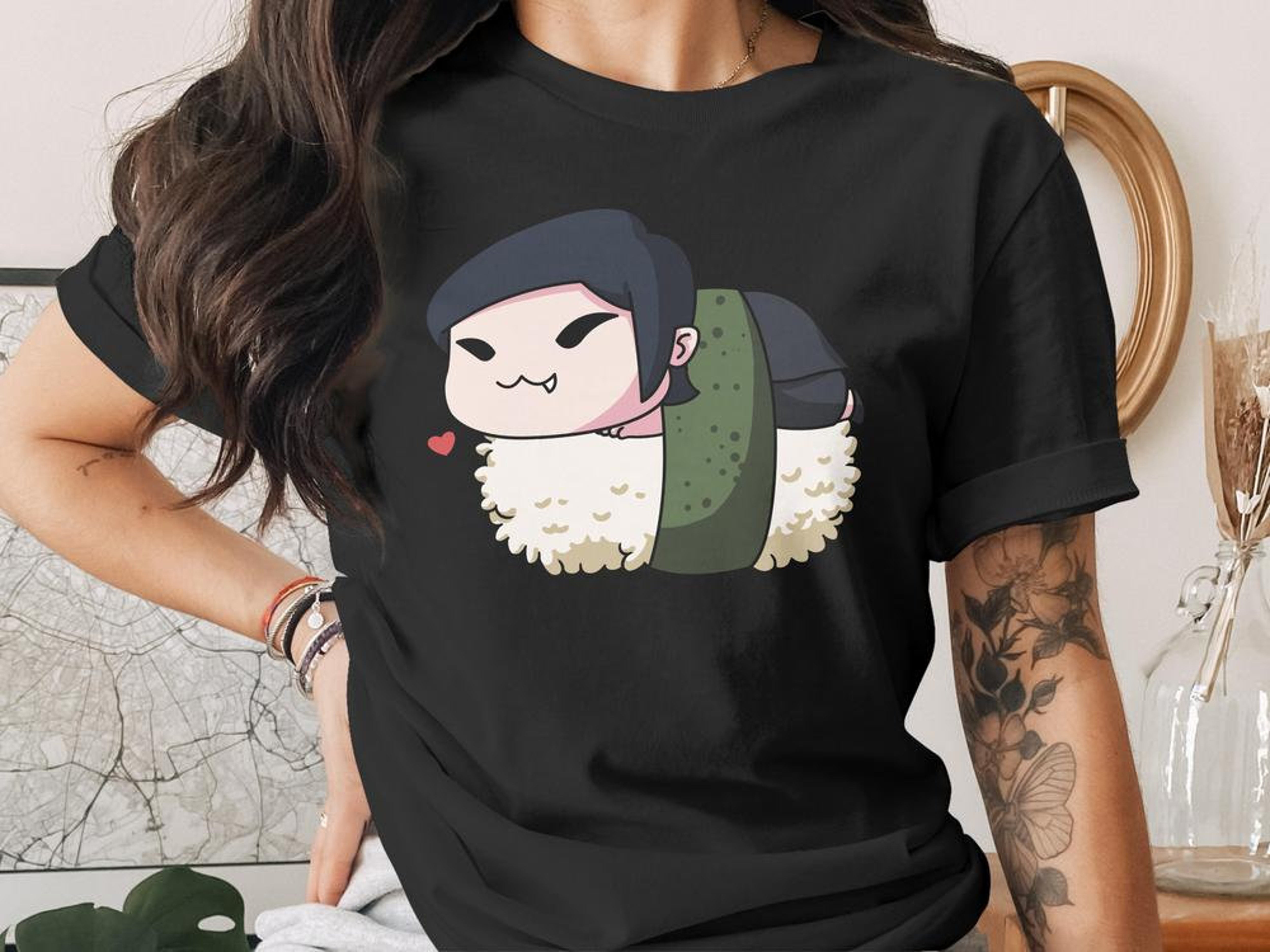 Cute Sushi Halloween Vampire TShirt, Japanese Anime Gift, Kawaii Anime