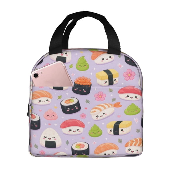 Cute Sushi Lunch Bag Reusable Thermal Lunch Box with Handle for Women and Men