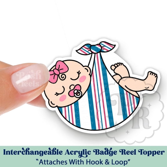 Cute Swaddle Baby In Hospital Blanket Interchangeable Acrylic Badge Reel Topper - L&D Swaddle Baby Swappable Badge ID Topper, OB Nurse Gift