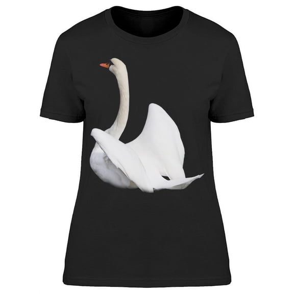 Cute Swan Spreads Wings T-Shirt Women -Image by Shutterstock, Female x-Large