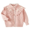 thumbnail image 1 of Cute Sweater For Girls Stand Collar Button Down Long Sleeve Soft Comfy Stylish Lace Patchwork Cardigan With Bow (8 Years, Pink), 1 of 7